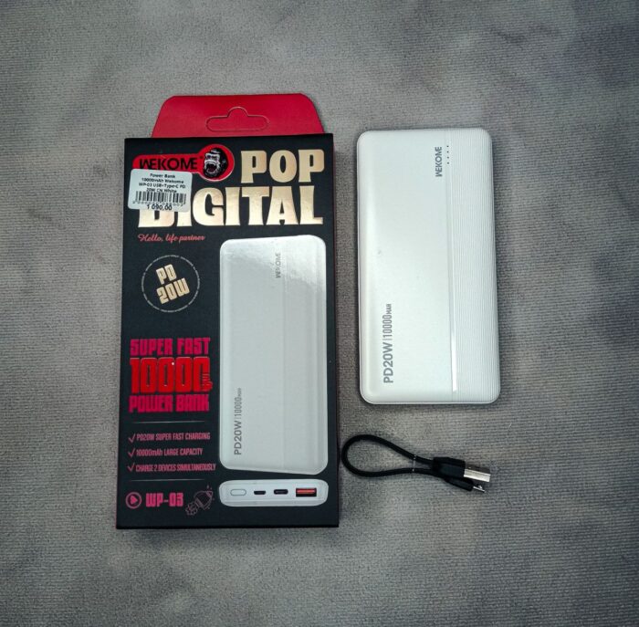 Power Bank 10000mAh Wekome WP-03 USB+Type-C PD 20W CN Белый — изображение 2