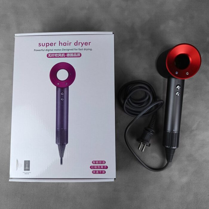 Электрический фен для волос Super Hair Dryer (HD08) (4 Насадки) CN Красный — изображение 3